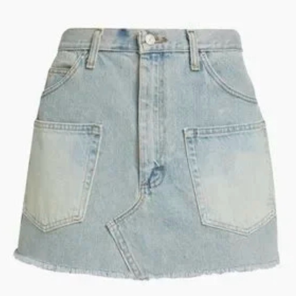 Sea New York Alba Casual Blue Frayed Hem Denim Mini Skirt Size 2